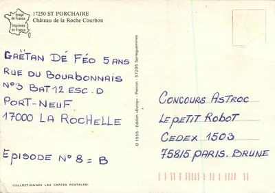 Zamek La Roche Courbon — Saint-Porchaire — Wydawnictwo « Europ » Pierron — Rewers