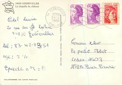 A capela do castelo — Gerbeviller — Impressa na França — Verso