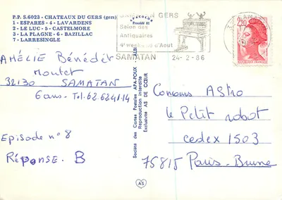 Zamek w Gers — Społeczność kartek pocztowych APA-POUX — Rewers