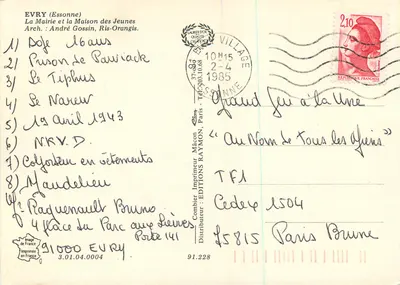 Evry (Essonne) — A Prefeitura e a Casa dos Jovens — Éditions Raymon, Mâcon — Verso