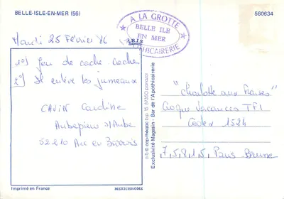 Sarah Bernhardt em Belle-Île — IRIS — n°560634 — Verso