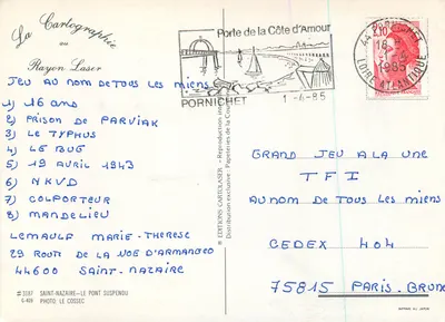 Die Hängebrücke von Saint-Nazaire — Tor der Côte d'Amour — Éditions Cartolaser #3187 — Rückseite