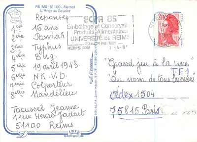 Anioł z uśmiechem — REIMS (51100 - Marne) — IRIS MEXICHROME — Rewers