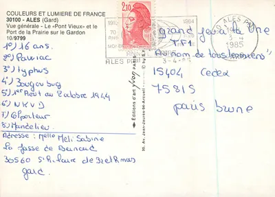 Visão geral — O «Ponte Velha» e o Porto da Prairie no Gardon — Éditions Jean-Jaures-94-Arcueil, n°10/9799 — Verso