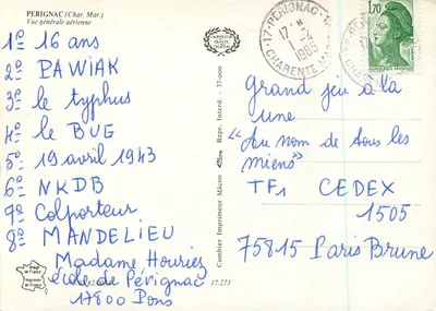 Pérignac (Charente-Maritime) — Vista geral aérea — Imprimeur Combier, n° 37-000 — Verso