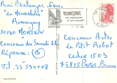 Zimowy krajobraz — zasnieżone wioski — Josip Generalić, 1974 — Rewers