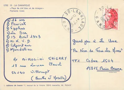 Flaminy róże — La Camargue — éditions de france — Rewers