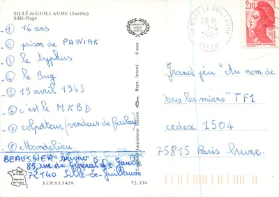 Sillé-Plage — Praia e parque de diversões — Impressor Macon — Verso