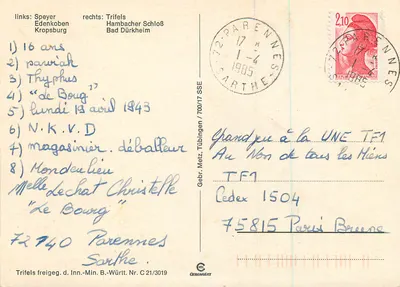Pfälzer Land — O Pfläzer Land, wie schön bist du. — Gebr. Metz, Tübingen / 700/17 SSE — Verso