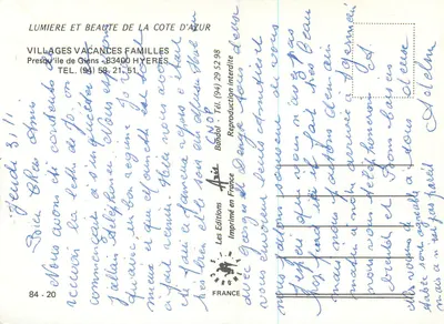 Visão da presqu'île de Giens — Villages Vacances Familles — Edições Bandol — Verso