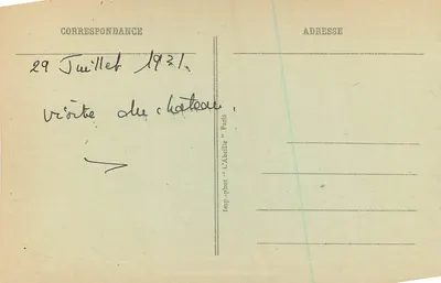 Das Schloss LA MALMAISON — Ansicht von der Seite des Eingangs — phot. print 'L'Abelle' Paris — Rückseite