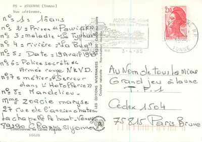 Auxerre (Yonne) — vista aérea — Les Éditions Nivernaises — Verso