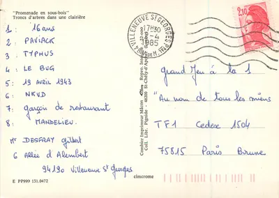 Spokojna wycieczka w lesie — Stary drzewa w lesie — Combière Imprimeur-Mâcon — Rewers