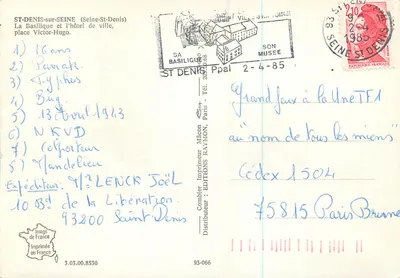 Saint-Denis-sur-Seine — Bazylika i ratusz, plac Hugo — Éditions Raymon, n° 95-066 — Rewers