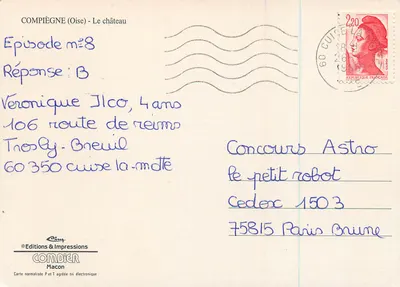 Compiegne (Oise) - Zamek — Epizod n°8 — Wydawnictwo & Drukarnia Combier, Macon — Rewers