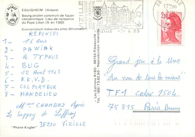 Eguisheim — widok z lotu ptaka — Wydawnictwo RIBO — Rewers