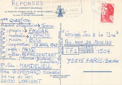 LORIENT — Port, Pałac Kongresowy i ogród — Éditions du Gabier — Rewers