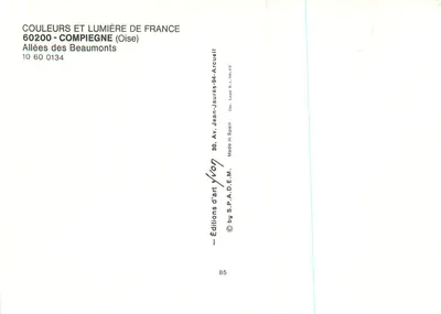 Alleye des Beaumonts — widok na aleje i statuę — Wydawnictwo Lumière de France, nr 10 60 0134 — Rewers