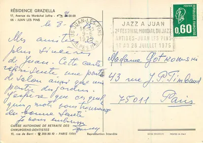 Residência Graziella — Juan-les-Pins — Editor Ektais Isnardon — Verso