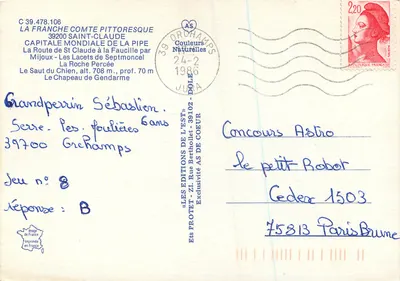 Route von Saint-Claude nach La Faucille — Les Éditions AS de Coeur, Nr. C 39.478.106 — Rückseite