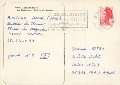 A Barbacane e a Torre dos Pendurados — Cahors (Lot) — S.A. Cartes Postales APA-POUX — Verso