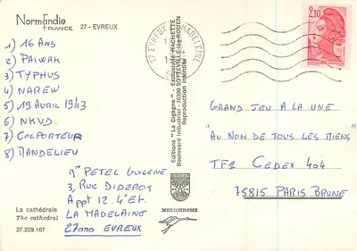 A catedral — Évreux — Edições 'La Cigogne' — Verso