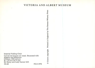 Folding Imperial Chair — decorated with dragons and phoenixes — Victoria and Albert Museum, series FE.8-1976 — Back