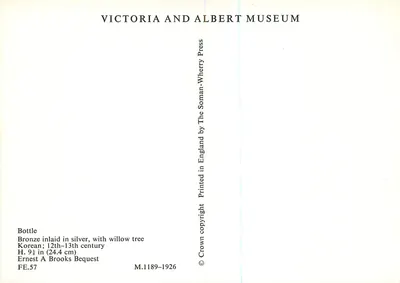Vaso de bronze incrustado de prata — árvore de salgueiro — Museu Victoria and Albert, série M.1189-1926 — Verso