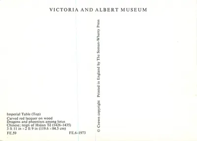 Imperialtisch — Drachen und Phönixe unter Lotusblumen — Victoria and Albert Museum Press — Rückseite