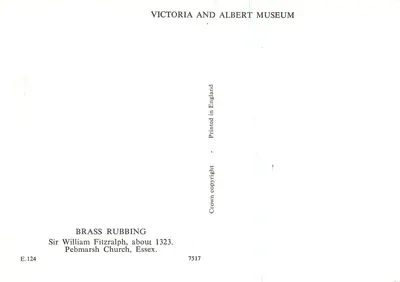 Sir William Fitzralph — brass rubbing — Victoria and Albert Museum — Rückseite