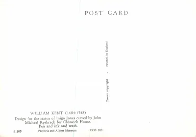 William Kent — Projekt statuy Inigo Jones — Victoria and Albert Museum — Rewers