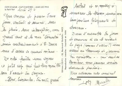 Cap d'Antibes - Juan les Pins — Le Petit Port — Éditions S.E.P.T. n°10/449 — Achterkant