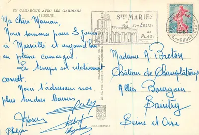 La Camargue — krajobraz i jeźdźcy — Wydawnictwo G. Canut, Marsylia — Rewers