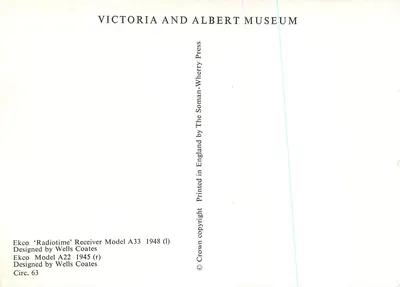 Dwa odbiorniki Ekco — model A33 (1948) i A22 (1945) — Victoria and Albert Museum — Rewers