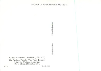 De familie Walton — marktscène — reproduktie van H. Walton, Victoria and Albert Museum — Achterkant