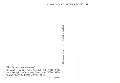Alice in der Bahn — Illustration von Sir John Tenniel — Victoria and Albert Museum — Rückseite
