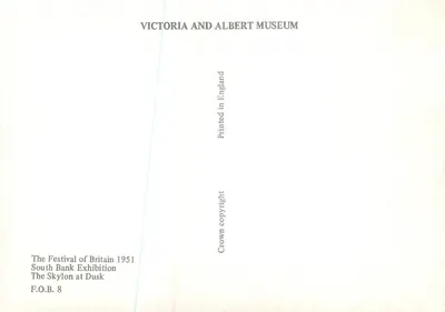 Le Skylon — Festiwal Wielkiej Brytanii 1951 — Victoria and Albert Museum — Rewers