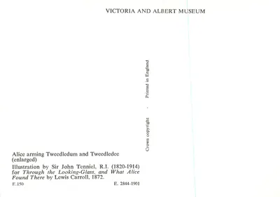 Alice armou Tweedledum e Tweedledee — ilustração de Sir John Tenniel — Victoria and Albert Museum — Verso