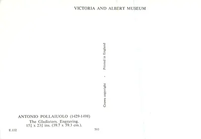 Gladiatoren — Kupferstich von Antonio Pollaiuolo — Victoria and Albert Museum — Rückseite