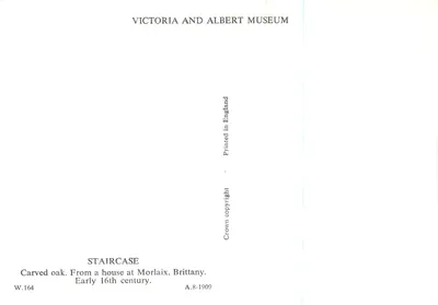 Schody — Rzeźbione dębowe, początek XVI wieku — Victoria and Albert Museum, W.164 — Rewers