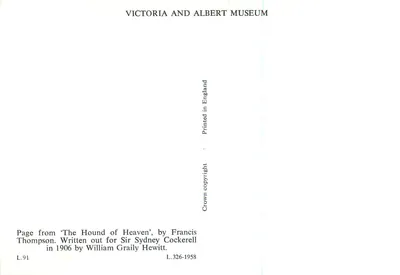 Seite aus 'The Hound of Heaven' — Francis Thompson — Victoria and Albert Museum — Rückseite