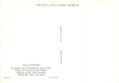 Balustrade — ferro forjado inglês, século XVIII — Victoria and Albert Museum, n° M.132 — Verso