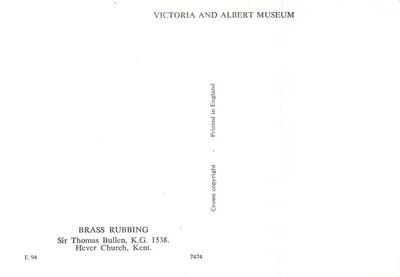 Statue de Sir Thomas Bullen, K.G. — 1538 — Victoria and Albert Museum, E.94 — Verso