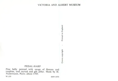 Arpa con pedale — ornamenti floreali e trofei — Victoria and Albert Museum, W.159 — Verso
