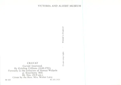 Cravatta in legno scolpito — Grinling Gibbons (1648-1721) — Victoria and Albert Museum, n° W.183 — Verso