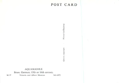 Aquamanil de bronze — Alemanha, século 15 ou 16 — Museu Victoria and Albert — Verso