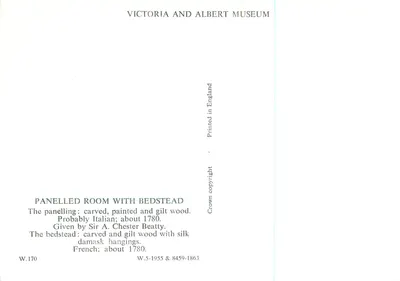 Pokój z panelem z łóżkiem baldachimowym — Muzeum Victoria and Albert — W.170 — Rewers