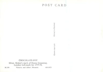 Chocolatier em prata — Henry Greenway — Victoria and Albert Museum — Verso