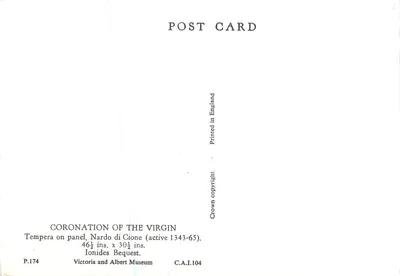 Krönung der Jungfrau — Nardo di Cione (aktiv 1343-65) — Victoria and Albert Museum, P.174 — Rückseite