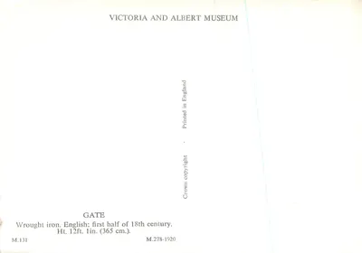 Portal de ferro forjado — primeira metade do século XVIII — Victoria and Albert Museum — Verso